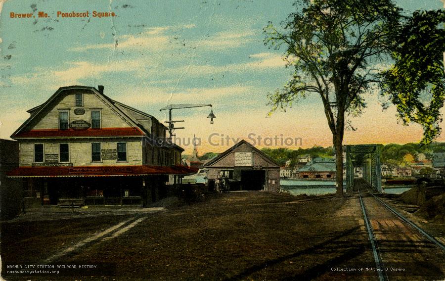Postcard: Brewer, Maine, Penobscot Square